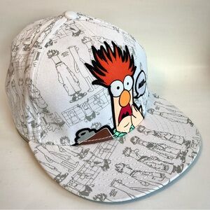 The Muppets Beaker “Meep” Hat Sketch Art All Over Print Snapback White Retired
